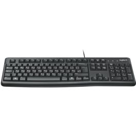 Logitech Teclado K120 USB con cable, diseño estándar QWERTY, resistente a salpicaduras