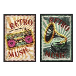 DKD Home Decor Cuadro Loft con LED Diseño Retro Music Lienzo y PS Verde Naranja 93x63 cm (2 Unidades) DKD Home Decor Cuadro Loft con LED Diseño Retro Music Lienzo y PS Verde Naranja 93x63 cm (2 Unidades)