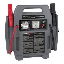 Powerplus POWE80090 Fuente de Alimentación 4 en 1: Arrancador, Compresor, Luz Emergencia/Trabajo y Toma 12V, 6 Ah, Protección Sobrecarga