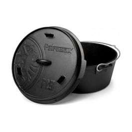 Petromax Feuertopf ft9 Olla de Hierro Fundido con Tapa, 7.5 Litros, Color Negro, 364 x 312 x 192 mm