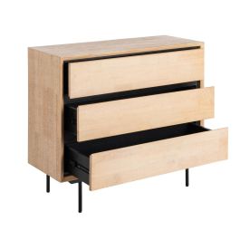 Cómoda Natural-Negro Madera-Metal 99,50 X 40 X 87 cm