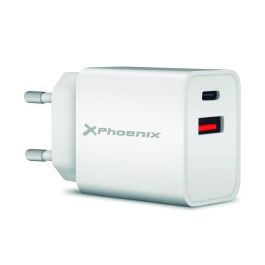 Phoenix Technologies Cargador Dual Ultra Rápido 20W USB-C y USB 3.0. Carga Móviles, Smartphones, Tablets, Compatible iPhone 12.