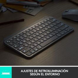 Logitech MX Keys Mini Teclado Inalámbrico Gris Pálido - Teclas Esféricas Cóncavas, Retroiluminación Inteligente, Bluetooth