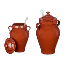 La Dehesa Tinaja con Cuchara 2500 ml, Barro no Refractario, 21x30x17 cm, Color Miel