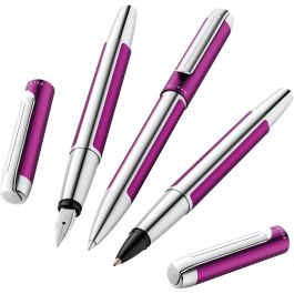 Pelikan Pluma Estilográfica Pura P40 Violeta de Aluminio con Plumín Medio de Acero Inoxidable en Estuche de Regalo
