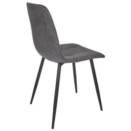 Home Deco Factory Silla Mateo Gris Colección Essentiel Estructura Madera Patas Hierro Tapizado Poliéster PU Altura Asiento 48cm Medidas 45x52cm H88cm