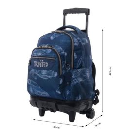 Totto Mochila Renglones Blueprint con ruedas, 26L, Azul marino, MA03ECO006-2426P-0JJ