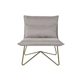 DKD Home Decor Sillón Urban Beige y Dorado, Fabricado en Poliéster y Metal, con Cojín, Medidas 78x75x66 cm, Altura Asiento 45 cm