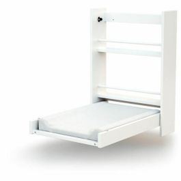 AT4 Cambiador de pared blanco, plegable con 2 estantes de almacenamiento para optimizar el espacio