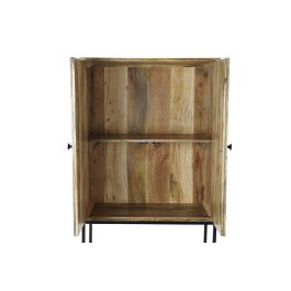 DKD Home Decor Aparador Boho 2 Puertas 2 Estanterías Mango Metal Marrón Claro Dorado 152x84x43 cm