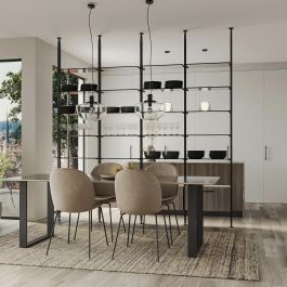 Emuca Lote de soportes para 5 estantes de cristal para la estructura Zero, cristales no incluidos, Zamak, Pintado color negro texturizado