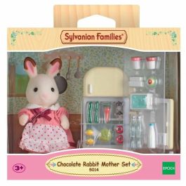 Sylvanian Families 5014 Madre Conejo Chocolate y Refrigerador, Set de Figura con Accesorios de Comida: Vegetales, Leche, Helado para Niños 3+ años