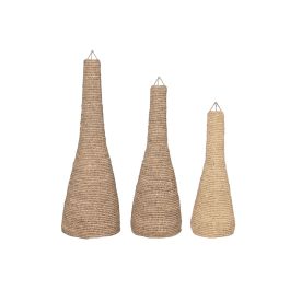 DKD Home Decor Pantalla Indonesia 1c24 Set de 3 Piezas Natural Fibra Trenzada 36 x 111 x 36 cm