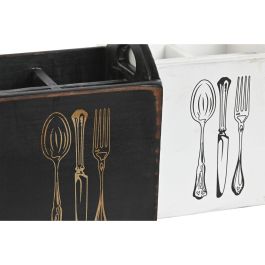 Cubertero Tradicional DKD Home Decor Blanco Negro 15 x 18 x 15 cm Set de 2 Cubertero Tradicional DKD Home Decor Blanco Negro 15 x 18 x 15 cm Set de 2
