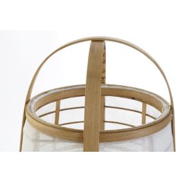 DKD Home Decor Lámpara Techo Oriental Blanco Natural Bambú Lino 32 x 45.5 x 32 cm