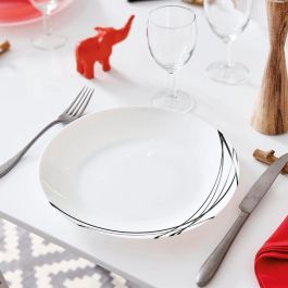 Arcopal Plato Llano Opal Domitille Negro 25 cm - Pack 12 Unidades. Vidrio Templado Extra Resistente, Apto Lavavajillas y Microondas.