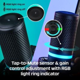 HP DuoCast Micrófono USB Negro con Iluminación RGB, Montura Antivibración y Grabación Hi-Res 24-bit/96kHz