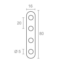 Edm Placa Unión Recta Plc14 Acero Inoxidable 80 x 16 x 2 mm 4 Unidades
