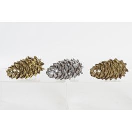DKD Home Decor Figura de Navidad Tradicional con Piña, Resina Dorado Plateado, 7.5x7.5x13 cm, Pack 3 Unidades