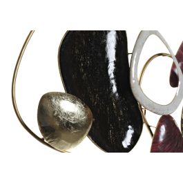 DKD Home Decor Decoración de Pared Abstracta Estilo Sixties de Metal Granate y Dorado con Detalles Negro y Blanco, 180x87x9.5 cm