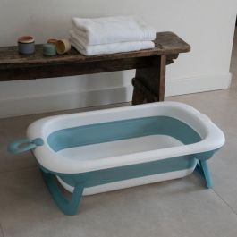 Bañera plegable - THERMOBABY - BALNÉA - Compacta - Tapón de drenaje - Hasta 18 meses - Azul