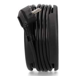 Edm Enrollacables 4 Tomas Schuko con Protección, Cable H05VV-F 3G1,5mm² 5m, 16A 250V, Negro, Montaje en Pared