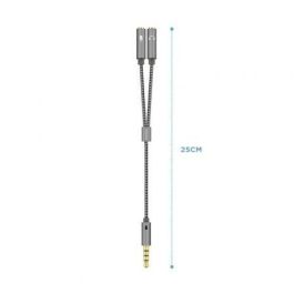 AISENS - CABLE ADAPTADOR AUDIO JACK 3.5 4PINES/M-2XJACK 3.5 3PINES/H, GRIS, 25CM AISENS - CABLE ADAPTADOR AUDIO JACK 3.5 4PINES/M-2XJACK 3.5 3PINES/H, GRIS, 25CM