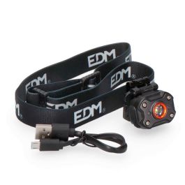 Edm Linterna Frontal Recargable 8W 400lm USB Tipo C, 5 Modos de Luz Incluyendo Flash Rojo, Aluminio