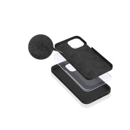 eSTUFF Funda de silicona sedosa para iPhone 14 Pro Max - Protección trasera y lateral, ajuste perfecto, forro de microfibra, color negro