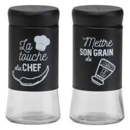 Totally Addict Salero O Pimentero Industriel Altura 10,5 cm Cristal y Acero Inoxidable