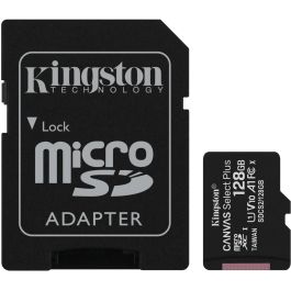 Kingston Canvas Select Plus microSDXC 128 GB Clase 10 UHS-I A1 Optimizada Android, Fotos Alta Resolución y Video Full HD, Adaptador SD