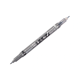Tombow Rotulador Fudenosuke Doble Punta Blanda Tinta Base Agua Gris/Negro para Caligrafía y Dibujo