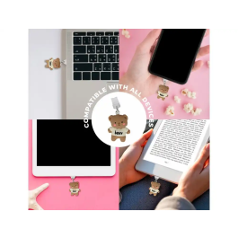 Wondee Charm Protector para Puertos USB-C/Lightning Funny Bear - Accesorio Decorativo y Protector de Polvo para Móvil 30x10x20 mm