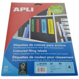 Etiquetas Adh.Impr.Apli A4 Para Archivo C.Romos Blister 20H Col.Amarillo 190X61 Mm 80 Uds.(01374) Precio: 10.50000006. SKU: S8400850