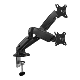 Ewent EW1516 Soporte Dual Ergonómico de Escritorio con Resorte de Gas para 2 Monitores hasta 32 Pulgadas, VESA, USB 3.1, Negro