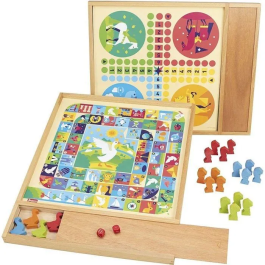 JEUJURA Juego de Gansos y Caballos con Estuche de Madera, 41x33x2.5 cm, a Partir de 3 Años
