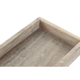 DKD Home Decor Bandeja Decorativa Moderna de Mármol Beige para Salón, Dormitorio o Entrada - Colección Mármol 2025 - 30x15x3.8 cm
