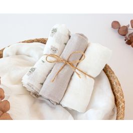 Set De 3 Muselinas Gris, Blanco Y Estampado Ratoncitos 70x70 cm Precio: 11.979. SKU: B17AHJWGVH