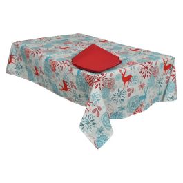 DKD Home Decor Mantel de Navidad Moderno con Diseño de Reno, Set de 9 piezas, Polyester, Azul Celeste y Rojo, 250x150 cm, para 8 personas Precio: 13.93194. SKU: B1GC325NVG