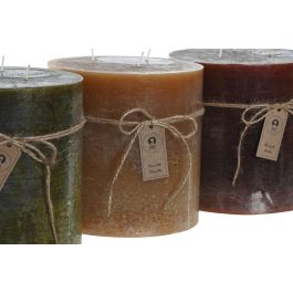 DKD Home Decor Vela Cera Colección Básicos 1300g, 120 Horas, Surtido Mostaza Verde Burdeos - Pack 6 Unidades (15x15x15 cm)