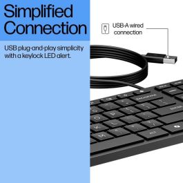 HP 320K Teclado de Escritorio con Cable USB, Disposición Italiana (ITA). Cómodo y Fiable para la Productividad Diaria.