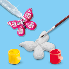Ses Creative SES01131 Moldear y Pintar Mariposa y Purpurina - Molde, 6 Pinturas, Pincel, Purpurina y Escayola