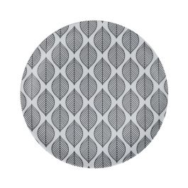 Home Deco Factory Plato Postre Zeste melamina 20 cm diseño ácido, limones, hojas b-n