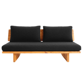 DKD Home Decor Sofá Balinés de Madera Reciclada y Pino, Algodón y Poliéster Negro/Natural 195x90x78 cm, Hecho a mano, Desmontable