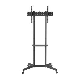 AISENS - SOPORTE DE SUELO ECO CON RUEDA, BANDEJA PARA DVD PARA MONITOR/TV 45KG DE 37-70, NEGRO