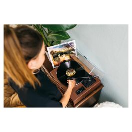 Lenco LS-430BN Tocadiscos de tracción por correa con Bluetooth, 4 altavoces integrados, 33/45 RPM, color marrón