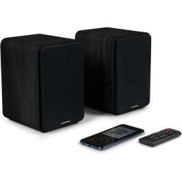 Thomson THO3499550387865 Altavoces WS600DUO | Juego de 2 con caja de madera, 100W, Bluetooth 5.0, 2 salidas RCA, Negro