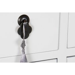 DKD Home Decor Cajonera Oriental de 6 Cajones y 2 Puertas Blanco/Plateado 27 x 101 x 63 cm Abeto/MDF Estilo Honami