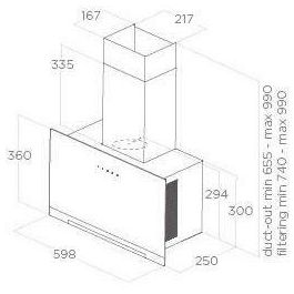 Elica ELI8020283049963 Campana extractora Aplomb de 60 cm en cristal negro y gris antracita 58,8x65,5-99x25