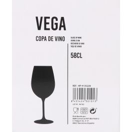 Inde - Copa de Vino Vega, 580 ml / 58 cl, Cristal, Diámetro 7.5 cm x Altura 23 cm, Peso 240 g (24 Unidades)